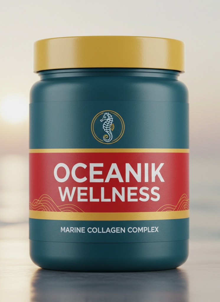 Oceanik Wellness supplement package standing on a clean background